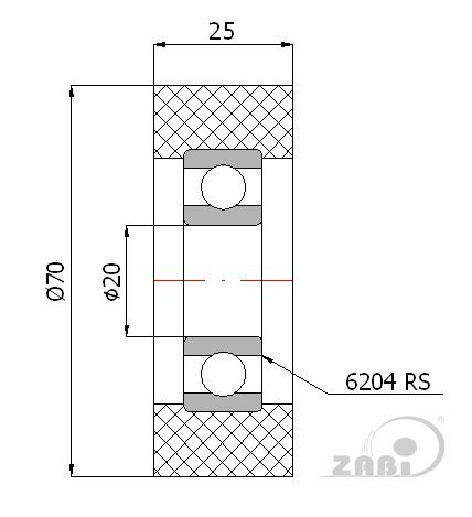 Polyuretánová rolňa 70 mm